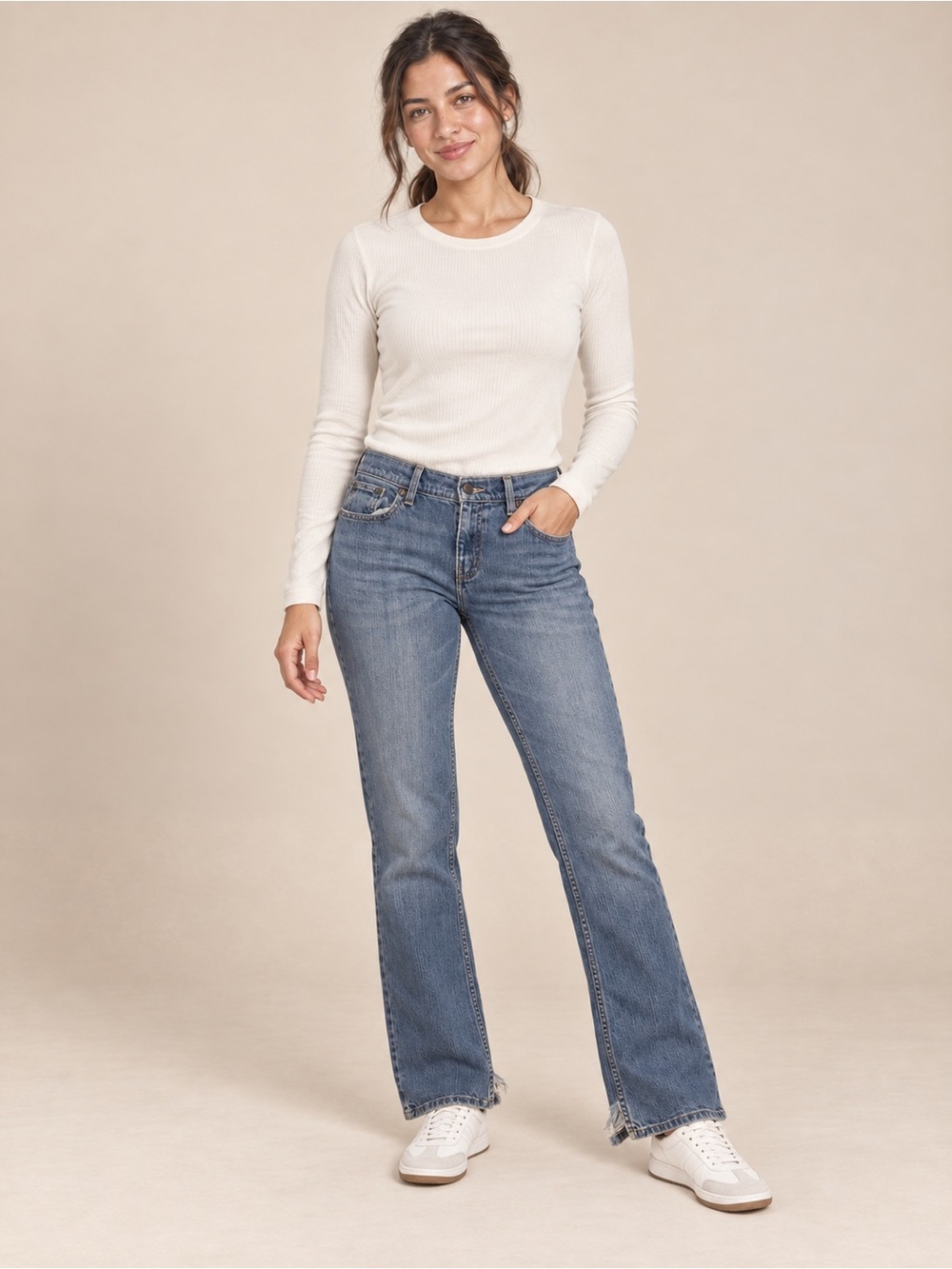 Vintage Hollister Low Rise Bootcut Jeans Women 7R Y2K Distressed Hem